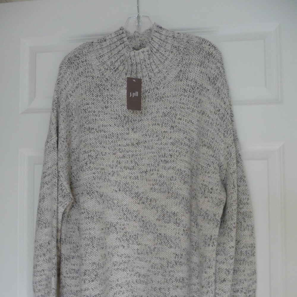 NWT J JILL PURE JILL MOCK NECK SWEATER – OATMEAL HEATHER – SIZE LARGE